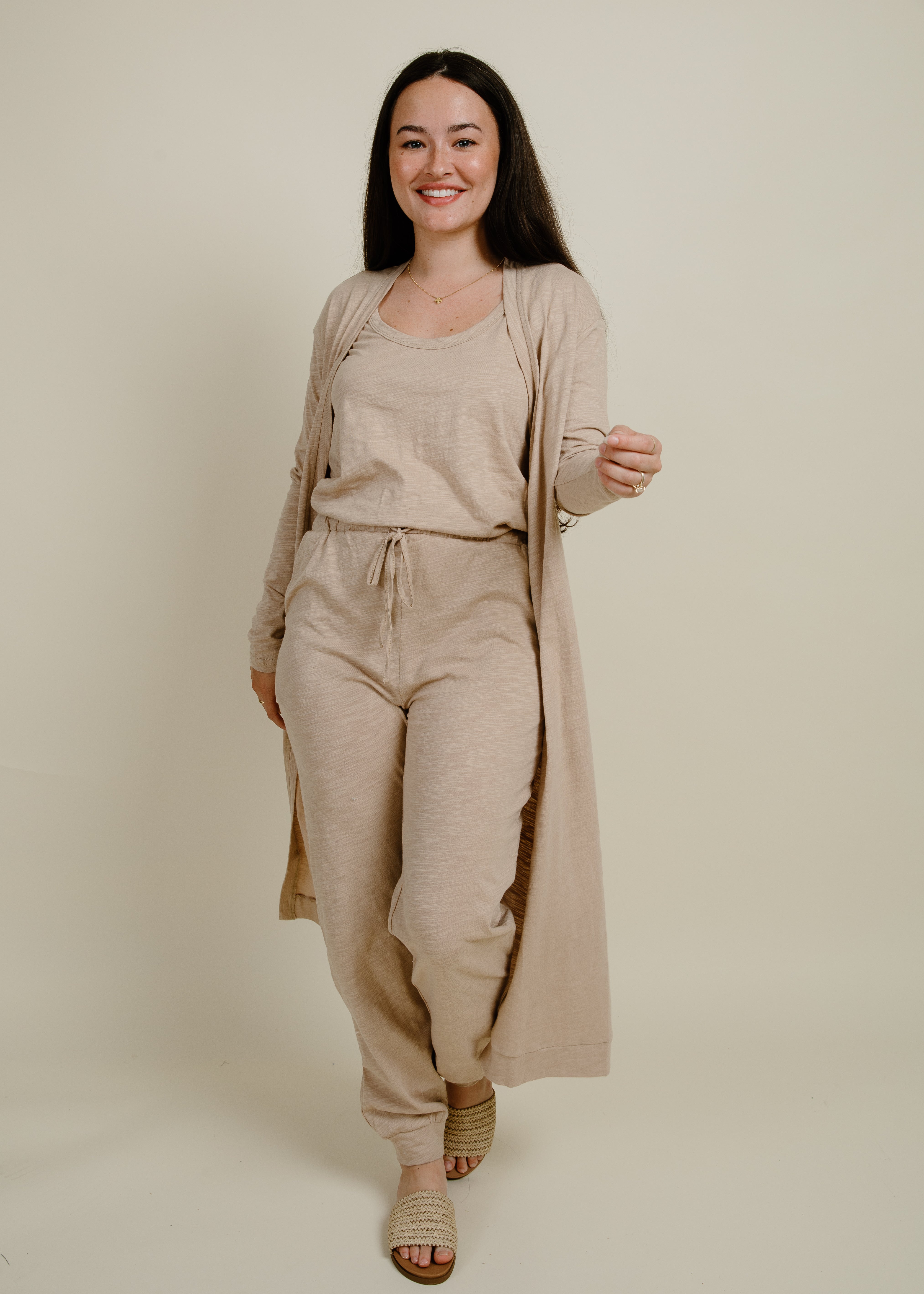 Camden Cozy Jumpsuit Cardigan Set Ash Vinnie Louise