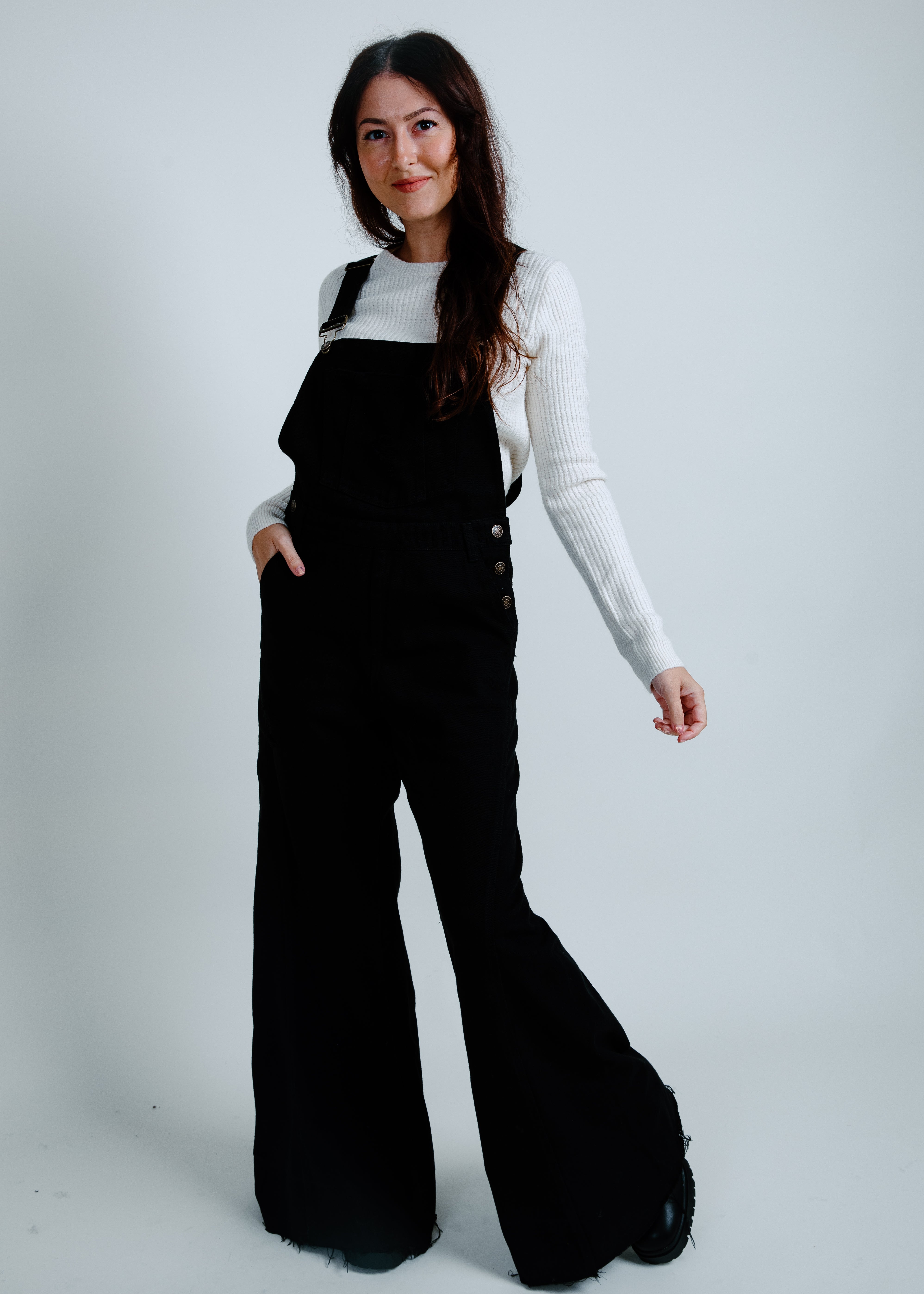 Oversized black fashion overalls