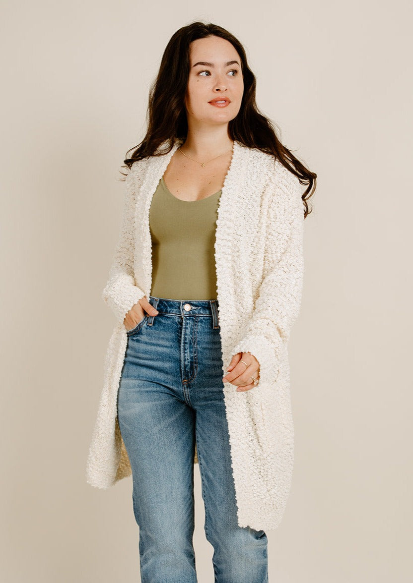 Creamy popcorn sleeve oversized cardigan. selling